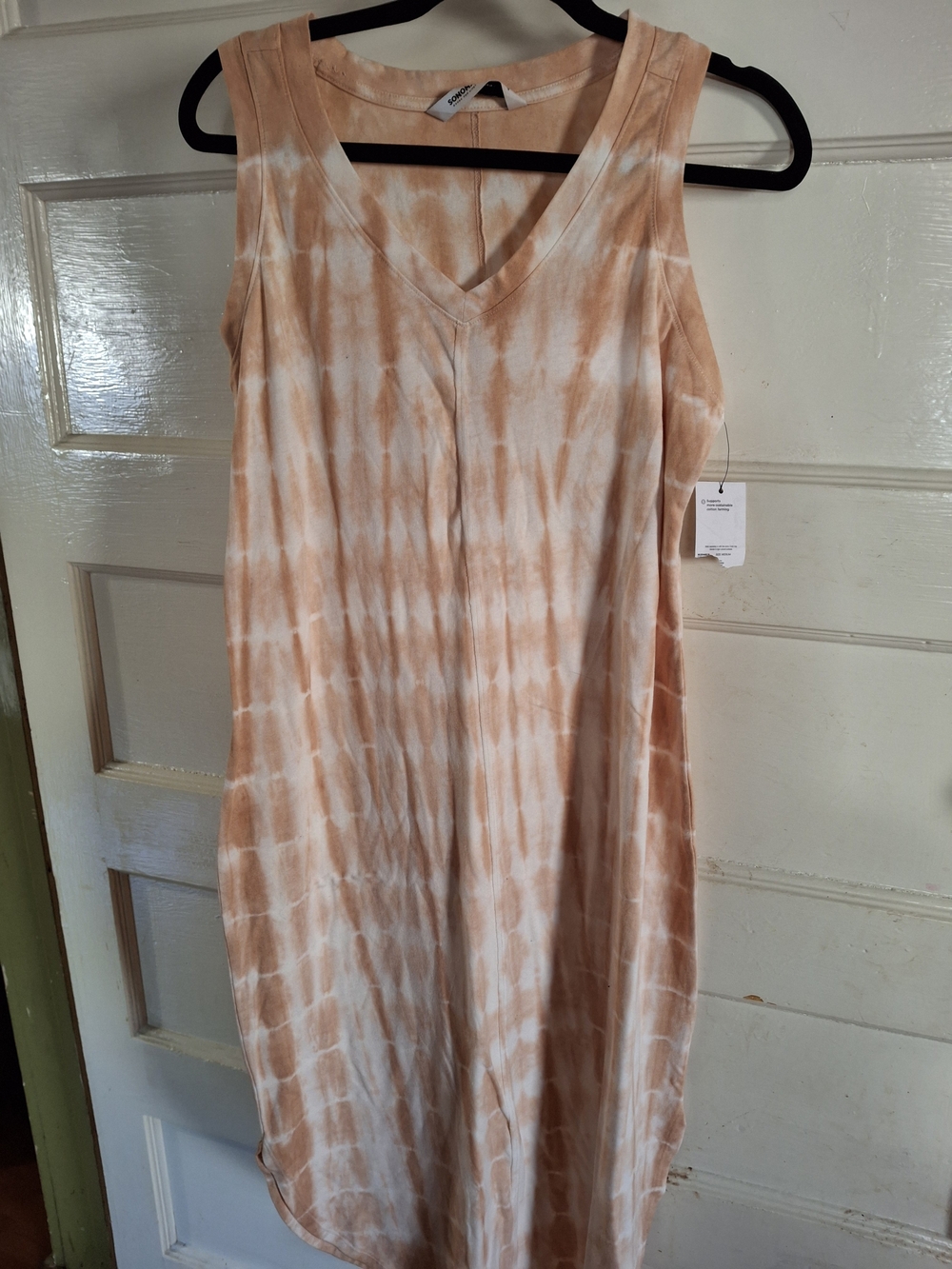 Sonoma Goods for Life Tie Dye Sleeveless Midi Dress Peach White M CFD119